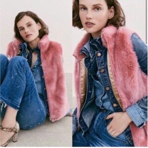 JCrew Faux Fur Mauve pink vest Small